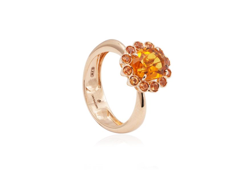 Anello con quarzo citrino
