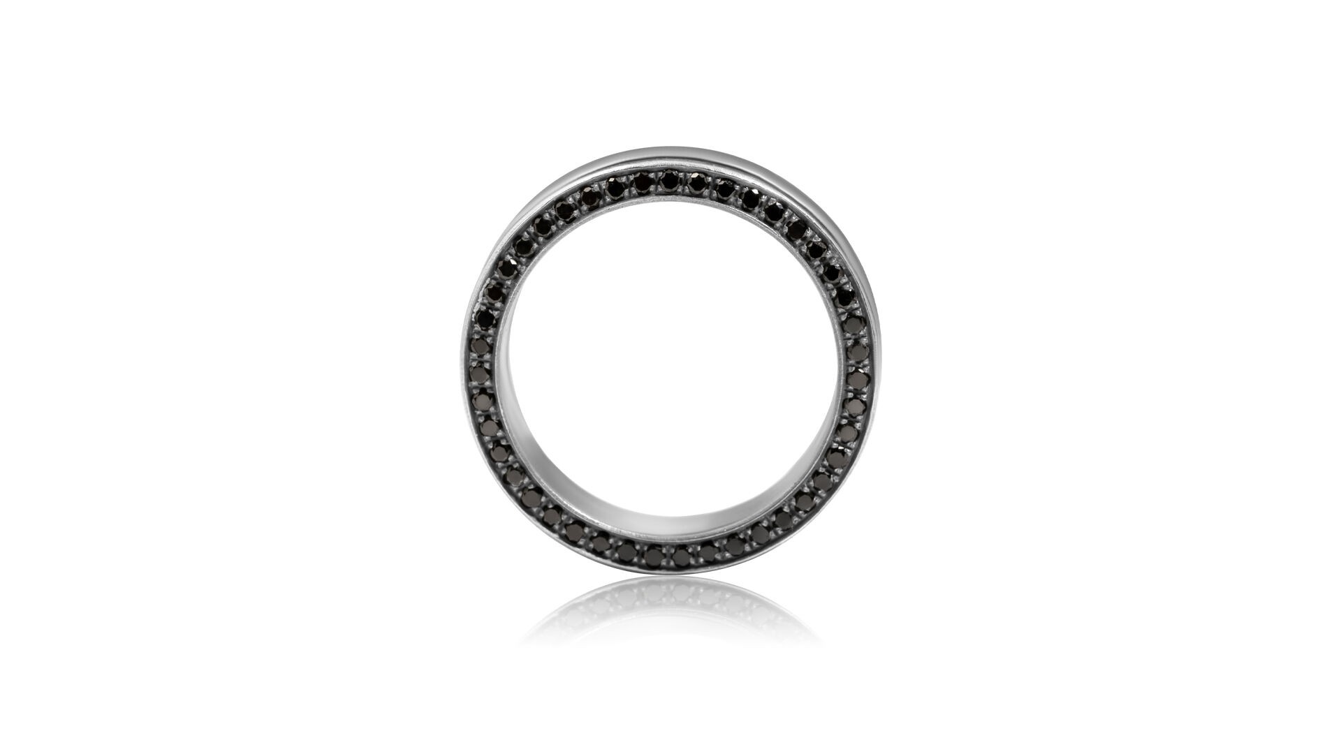 Profilo anello in titanio con diamanti neri