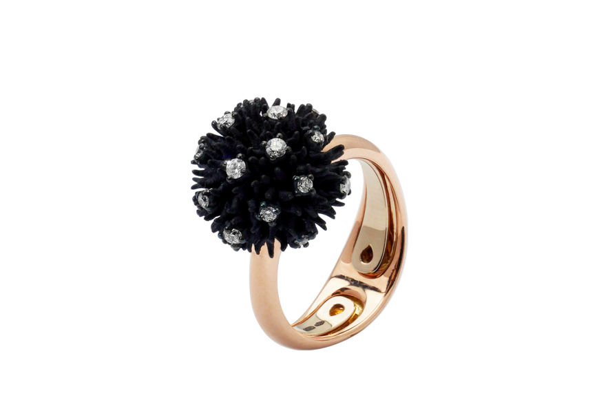 Anello Ricci in titanio e oro