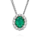 Pendant with emeralds and diamonds