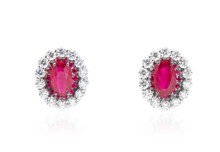 Earrings with Rubies and Diamonds