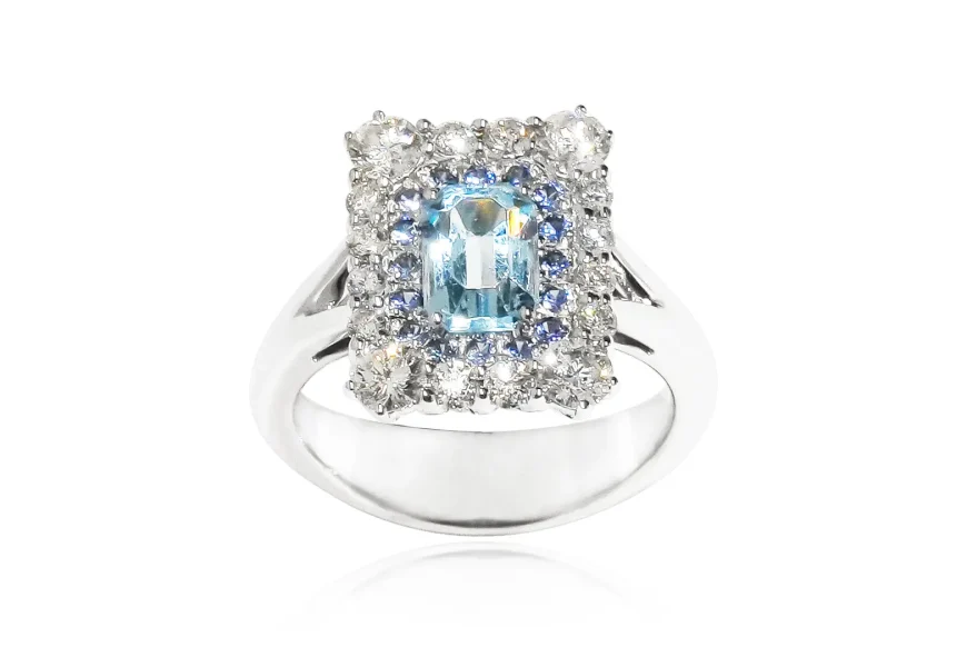 Double Aura ring with aquamarine