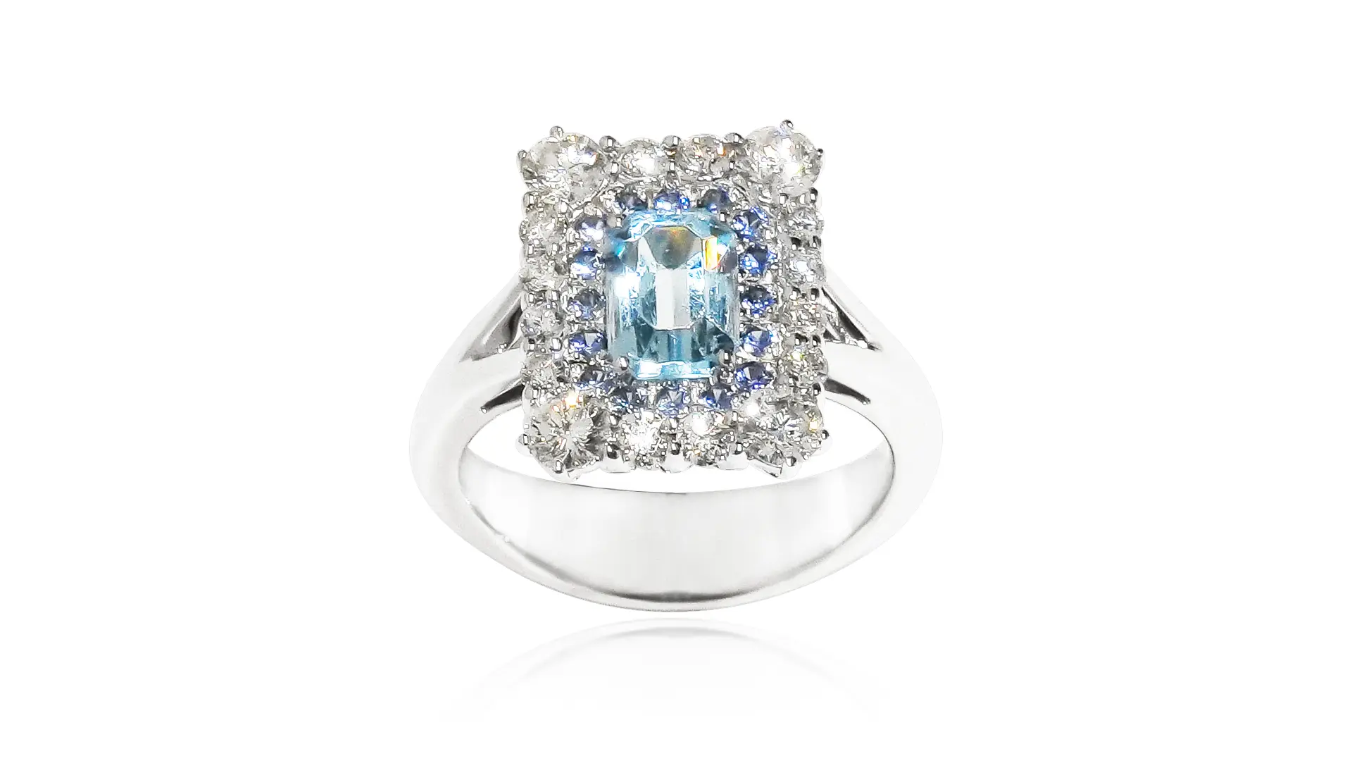 Double Aura ring with aquamarine